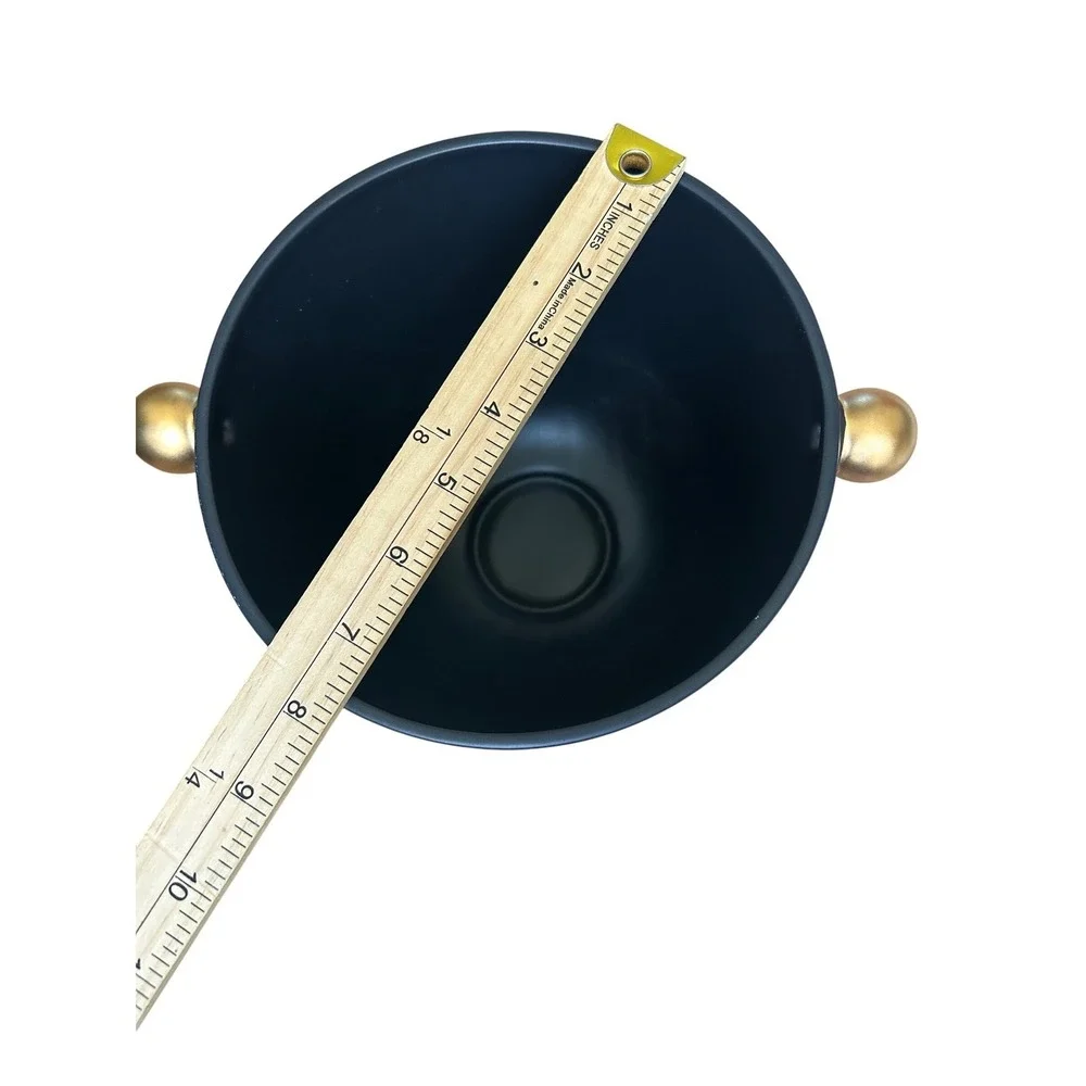 Uttermost Revelation Black Matte Cachepot Planter Gold Ball‎ Handles